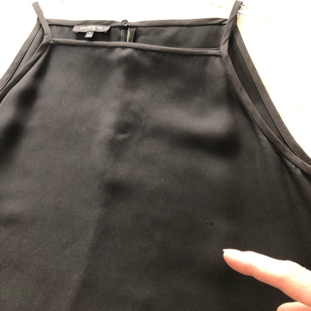 Layfayette 148 Asymmetrical Black Silk Tunic Large - Picture 10 of 11